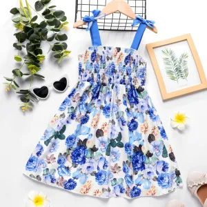 Kid Girl Floral Print Smocked Slip Dress #912357