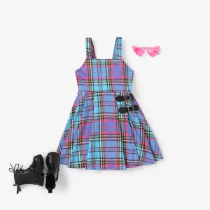 Kid Girl Grid Houndstooth Camisole Dress #1115073