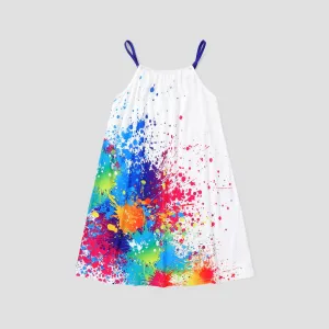 Kid Girl Painting/Butterfly Print Cami Dress #720130