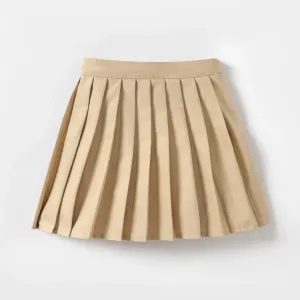 Kid Girl School Uniform Plaid / Solid Pleated Skort #1048646
