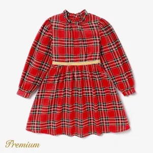 Kid Girl Sweet Elegant Grid Dress #1192690