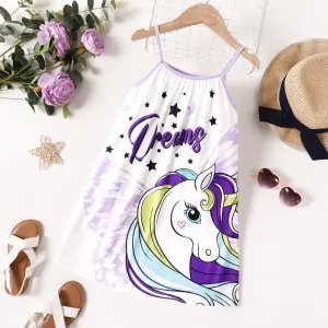 Kid Girl Unicorn Print Cami Dress #1323828