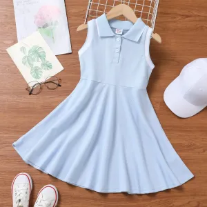 Kid Girl's Casual Solid Color Shirt Collar Dress #1323760