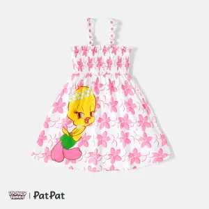 Looney Tunes Toddler Girl Character Print Smocked Slip Dress #1053423