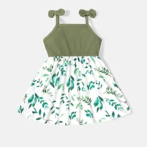 Naia Toddler Girl Butterfly Print Ribbed Splice Bowknot Design Slip Dress