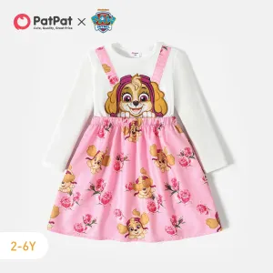 PAW Patrol Toddler Girl Faux-two Floral Print Long-sleeve Dress #215929