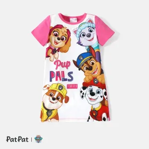 PAW Patrol Toddler Girl Letter Print Colorblock Short-sleeve Cotton Dress #201729