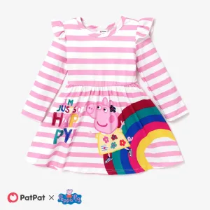 Peppa Pig Toddler Girl Character Print Flutter-sleeve Dresses #1171690