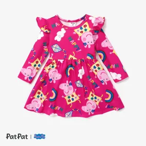 Peppa Pig Toddler Girl Character Print Flutter-sleeve Dresses #1171694