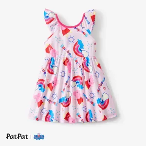 Peppa Pig Toddler Girl Colorful Rainbow Heart Print Dress #1321436