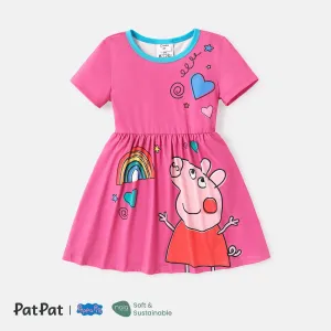 Peppa Pig Toddler Girl Mother's Day Stripe/Heart Print Short-sleeve Dress