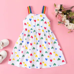 Toddler Girl 100% Cotton Allover Heart Print Rainbow Slip Dress #1032387
