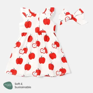 Toddler Girl Apple Print Flutter-sleeve Dress #789014