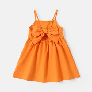 Toddler Girl Bowknot Design Floral Print/Orange Slip Dress #226316