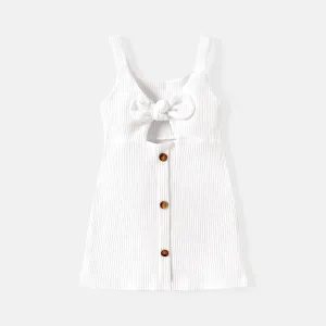 Toddler Girl Bowknot Design Ribbed Cut Out Slip Dress #729848