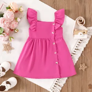 Toddler Girl Button Front Flutter-sleeve Dress #1037542