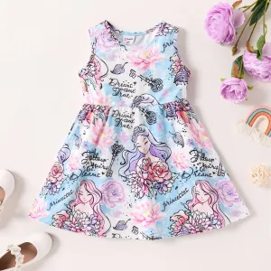 Toddler Girl Characterï¼Floral Pattern Sleeveless Dress #1338195
