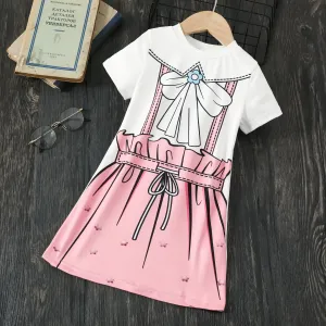 Toddler Girl Childlike Graffiti Short Sleeve Dress #1323382