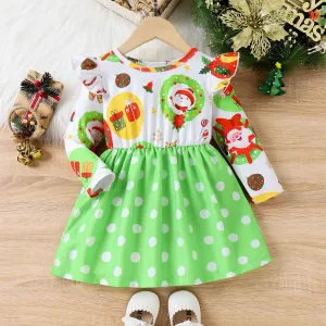 Toddler Girl Christmas Flutter Sleeves Dress #1170015