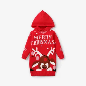Toddler Girl Christmas Hooded Sweater Dress #1165629