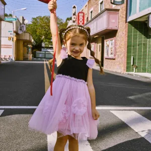 Toddler Girl Colorblock Mesh Overlay Combo Ruffled Tank Dress