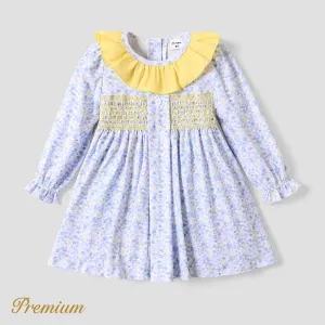 Toddler Girl Elegant Broken Flower Long Sleeve Pattern Dress #1206523