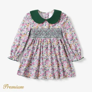 Toddler Girl Elegant Smocked Floral Dress #1193794