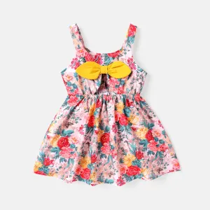Toddler Girl Floral Print Bowknot Design Slip Dress #816301