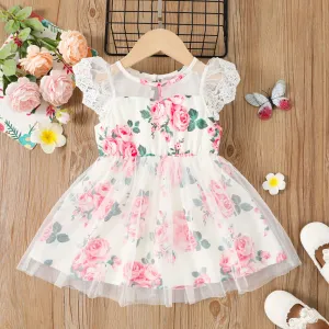 Toddler Girl Floral Print Mesh Overlay Fairy Dress #922673