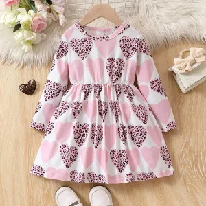 Toddler Girl Heart-shaped Dress with Long Sleeves #1316181