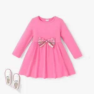Toddler Girl Hyper-Tactile 3D Geometric Pattern Bowknot design Dress #1196127