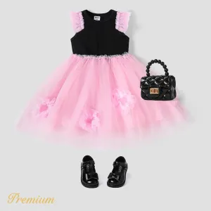 <Sweet Pink Delight> Toddler Girl Layered Mesh Combo Slip Dress / 100% Cotton Smocked Dress / Mesh Combo Tank Fairy Dress #1049059