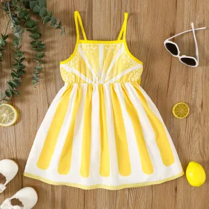 Toddler Girl Lemon Print Back Bow Cami Dress #1043363