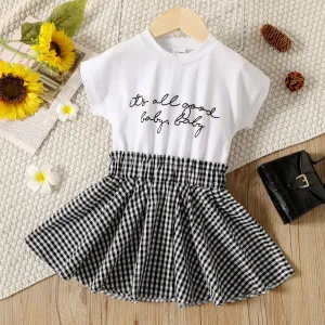 Toddler Girl Letter Plaid Dress #1264914