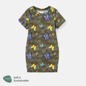 Toddler Girl Naia Butterfly Camouflage Print Short-sleeve Dress #718373