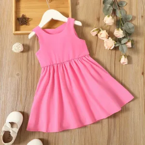 Toddler Girl Solid Color Backless Crisscross Sleeveless Dress #825343