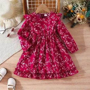 Toddler Girl Sweet Broken Flower Pattern Flutter Sleeve Dress #1170788