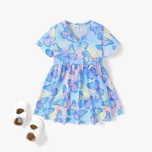 Toddler Girl Sweet Butterfly Pattern Dress #1317215