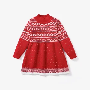 Toddler Girl Sweet  Christmas Sweater Dress #1121346