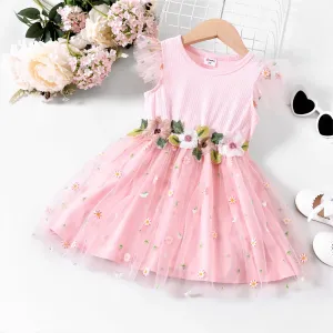 Toddler Girl Sweet Flutter Sleeve Flower Dress #1329817