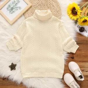 Toddler Girl Turtleneck Cable Knit Long-sleeve Sweater Dress #194878