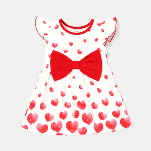 Baby Girl Allover Heart Print Flutter-sleeve Bow Front Naiaâ¢ Dress #234432