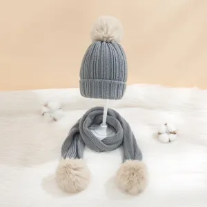 2-pack Baby / Toddler Christmas Big Pom Pom Decor Thermal Beanie Hat & Scarf #1160764
