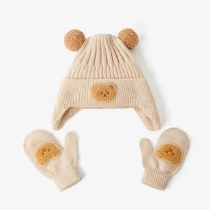A must-have warm set of woolen ear hats and gloves for Baby/toddler in winter #1169263