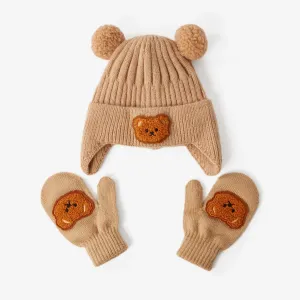 A must-have warm set of woolen ear hats and gloves for Baby/toddler in winter #1169264