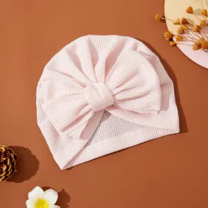 Baby Solid Bow Decor Waffle Hat #192132