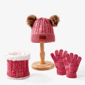 Baby/toddler Three-piece set of essential winter woolen hat, scarf and gloves to keep warm #1170402