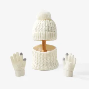 Baby/toddler winter warm and cold-proof three-piece set, knitted woolen hat, neck scarf and gloves #1170404