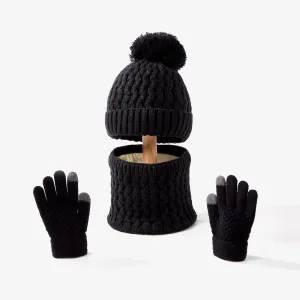 Baby/toddler winter warm and cold-proof three-piece set, knitted woolen hat, neck scarf and gloves #1170405