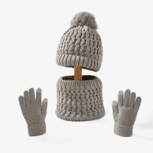 Baby/toddler winter warm and cold-proof three-piece set, knitted woolen hat, neck scarf and gloves #1170406